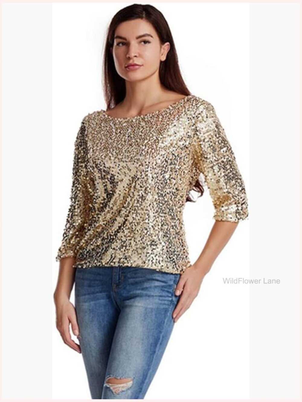 Sequin Sparkle Glitter Party Tank Top Blouse - Relaxed Fit Sleeveless T-Shirt